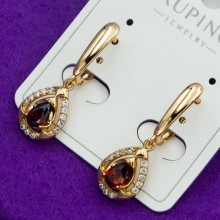 Сережки Xuping№101   висюльки з червоними цирконами купити оптом сережки ксюпінг недорого від виробника 