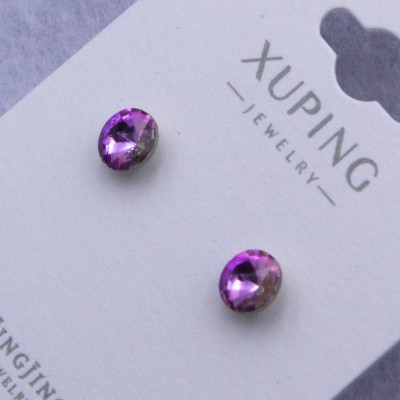 Гвоздики Xuping№746 d-6 мм з бузковим каменем Swarovski купити недорого медзолото від виробника біжутерика