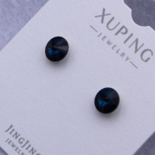 Гвоздики Xuping№748 d-6 мм з темно-синім каменем Swarovski купити недорого медзолото від виробника біжутерика