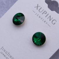 Гвоздики Xuping№749 d-8 мм з темно-зеленим каменем Swarovski купити недорого медзолото від виробника біжутерика