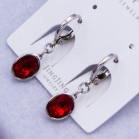 Сережки Xuping№751А 9х5 мм з червоним каменем Swarovski купити недорого медзолото від виробника біжутерика
