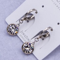 Сережки Xuping№752 d-7 мм з підвіски з білим каменем Swarovski купити недорого медзолото від виробника біжутерика