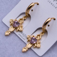 Сережки Xuping№753 20х18 мм хрестики з сердечком та каменем Swarovski купити недорого медзолото від виробника біжутерика