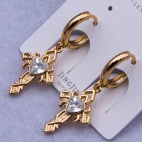 Сережки Xuping№754 20х18 мм хрестики з сердечком та каменем Swarovski купити недорого медзолото від виробника біжутерика