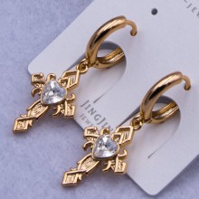 Сережки Xuping№754 20х18 мм хрестики з сердечком та каменем Swarovski купити недорого медзолото від виробника біжутерика