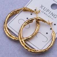 Сережки Xuping№872 3 см подвійні кільця Конго під золото купити недорого медзолото від виробника біжутерика