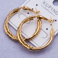 Сережки Xuping№873 3 см подвійні кільця Конго під золото купити недорого медзолото від виробника біжутерика