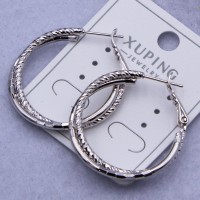 Сережки Xuping№881 3 см подвійні кільця Конго під срібло купити недорого медзолото від виробника біжутерика