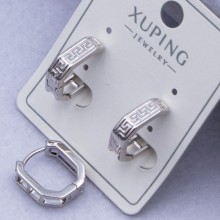 Сережки Xuping№348 12х12 мм геометричної форми з орнаментом оптом ксюпінг сережки в інтернет магазині позолотка