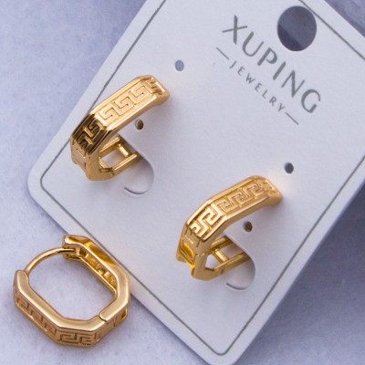 Сережки Xuping№347 12х12 мм геометричної форми з орнаментом оптом ксюпінг сережки в інтернет магазині позолотка