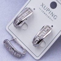 Сережки Xuping№344 h-13 мм під срібло з орнаментом оптом ксюпінг сережки в інтернет магазині позолотка