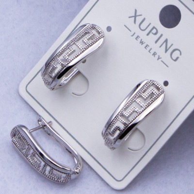 Сережки Xuping№344 h-13 мм під срібло з орнаментом оптом ксюпінг сережки в інтернет магазині позолотка