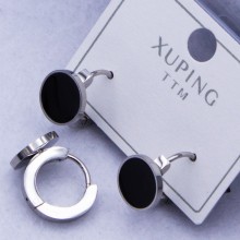 Сережки Xuping№340 d-12, d-8 мм чорний круг на круглому замку оптом ксюпінг сережки в інтернет магазині позолотка