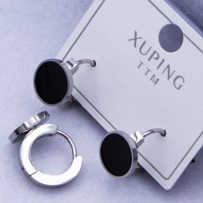 Сережки Xuping№340 d-12, d-8 мм чорний круг на круглому замку оптом ксюпінг сережки в інтернет магазині позолотка