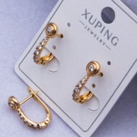Сережки Xuping№334 h-15 мм арфа з білими цирконами оптом ксюпінг сережки в інтернет магазині позолотка