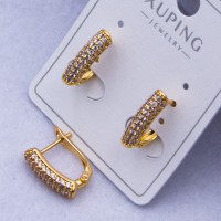 Сережки Xuping№332 h-14 мм арфа з білими цирконами оптом ксюпінг сережки в інтернет магазині позолотка