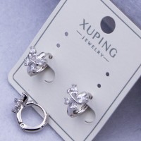 Сережки Xuping№316 d-10 мм метелик з камінням на круглому замку купити недорого медзолото від виробника біжутерика