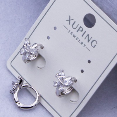 Сережки Xuping№316 d-10 мм метелик з камінням на круглому замку купити недорого медзолото від виробника біжутерика