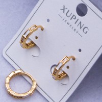 Сережки Xuping№314 d-12 мм бамбук з білою емаллю, круглий замок купити недорого медзолото від виробника біжутерика