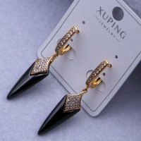 Сережки Xuping№2545 h-40 мм, 7х25 мм підвіска чорна кераміка оптом ксюпінг сережки в інтернет магазині позолотка