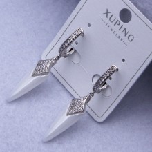 Сережки Xuping№2546 h-40 мм, 7х25 мм підвіска біла кераміка оптом ксюпінг сережки в інтернет магазині позолотка