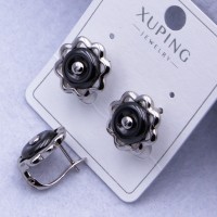 Сережки Xuping№2556 d-14 мм квітка з чорною керамікою оптом ксюпінг сережки в інтернет магазині позолотка