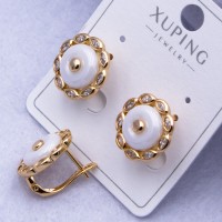 Сережки Xuping№2558 d-14 мм квітка з білою керамікою оптом ксюпінг сережки в інтернет магазині позолотка