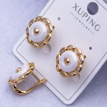 Сережки Xuping№2558 d-14 мм квітка з білою керамікою оптом ксюпінг сережки в інтернет магазині позолотка