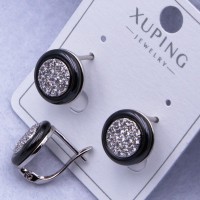 Сережки Xuping№2560 d-12 мм з чорним кільцем з ювелірної кераміки оптом ксюпінг сережки в інтернет магазині позолотка