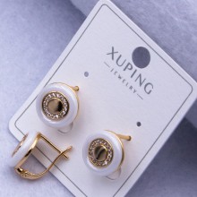 Сережки Xuping№2563 d-12 мм з білим кільцем з ювелірної кераміки оптом ксюпінг сережки в інтернет магазині позолотка