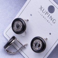 Сережки Xuping№2562 d-12 мм з чорним кільцем з ювелірної кераміки оптом ксюпінг сережки в інтернет магазині позолотка