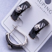 Сережки Xuping№2567 h-20 мм чорна глянцева кераміка на англійському замку оптом ксюпінг сережки в інтернет магазині позолотка