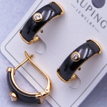 Сережки Xuping№2568 h-20 мм чорна глянцева кераміка на англійському замку оптом ксюпінг сережки в інтернет магазині позолотка