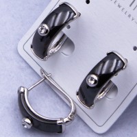Сережки Xuping№2569 h-20 мм чорна глянцева кераміка на англійському замку оптом ксюпінг сережки в інтернет магазині позолотка