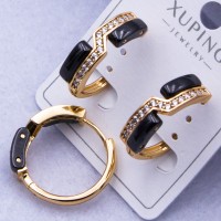 Сережки Xuping№2570 d-20 мм оригінальний дизайн чорна глянцева кераміка на круглому замку оптом ксюпінг сережки в інтернет магазині позолотка