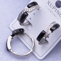 Сережки Xuping№2571 d-20 мм оригінальний дизайн чорна глянцева кераміка на круглому замку оптом ксюпінг сережки в інтернет магазині позолотка
