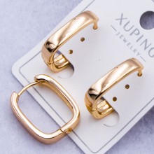 Сережки Xuping№406А 15х18 мм геометричної форми з м'якими кутами купити недорого медзолото від виробника біжутерика
