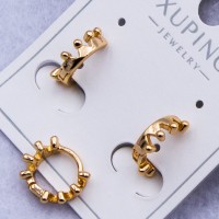 Сережки Xuping№382 d-10 мм у формі мініатюрних королівських корон купити недорого медзолото від виробника біжутерика