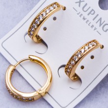 Сережки Xuping№308 d-15 мм напівкільця з доріжкою із камінням купити недорого медзолото від виробника біжутерика