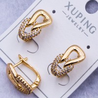 Сережки Xuping№306 15х7 мм фігурні з білим камінням купити недорого медзолото від виробника біжутерика