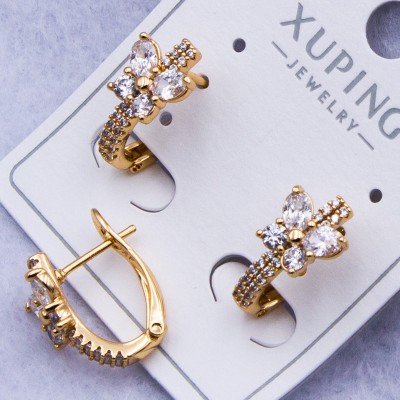 Сережки Xuping№305 h-15 мм метелик з білим камінням купити недорого медзолото від виробника біжутерика
