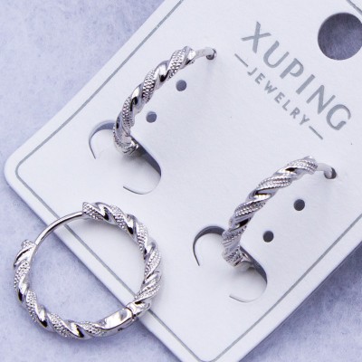 Сережки Xuping№302 d-15 мм кільця з фактурним крученим дизайном купити недорого медзолото від виробника біжутерика