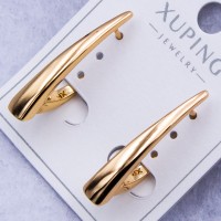 Сережки Xuping№577 h-28 мм полірована, глянцева видовжена дуга купити недорого медзолото від виробника біжутерика