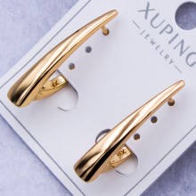 Сережки Xuping№577 h-28 мм полірована, глянцева видовжена дуга купити недорого медзолото від виробника біжутерика