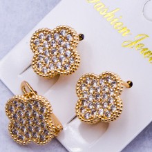 Сережки сталь№204 15 мм Van Cleef & Arpels конюшина з цирконами медична сталь куплю оптом біжумаркет