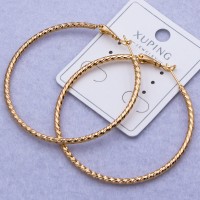 Сережки-кільця Xuping№837 d-5 мм Конго з фактурним крученим дизайном купити недорого медзолото від виробника біжутерика