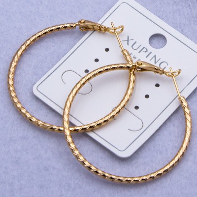 Сережки-кільця Xuping№838 d-3.5 мм Конго з фактурним крученим дизайном купити недорого медзолото від виробника біжутерика