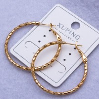 Сережки-кільця Xuping№840 d-3.5 мм Конго з фактурним крученим дизайном купити недорого медзолото від виробника біжутерика
