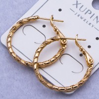 Сережки-кільця Xuping№840А d-2.5 мм Конго з фактурним крученим дизайном купити недорого медзолото від виробника біжутерика