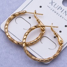 Сережки-кільця Xuping№840А d-2.5 мм Конго з фактурним крученим дизайном купити недорого медзолото від виробника біжутерика
